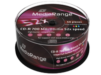 CD-R 52x MediaRange 700MB/80min Printable Cake 50 matricas