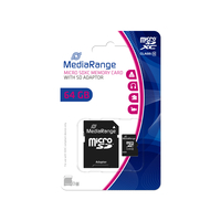 SD MicroSD Card 64GB MediaRange SD CL.10 inkl. Adapter atmiņas karte