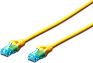 DIGITUS Ecoline - Patch- Cable - RJ- 45 (M) - RJ- 45 (M) - 10,0m - UTP - CAT 5e - with kink Protection - yellow (DK- 1512- 100/Y) datortīklu aksesuārs