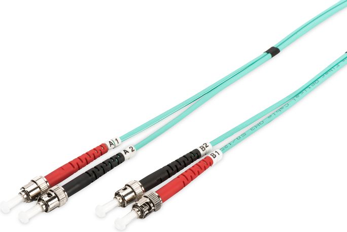 DIGITUS LWL Patchkabel ST -> ST 1.00m  Multimode Duplex OM3 apgaismes ķermenis