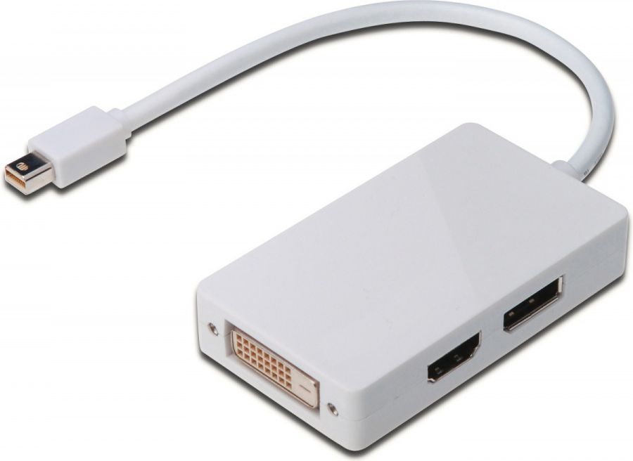 Adapter AV Digitus DisplayPort Mini - DisplayPort - HDMI - DVI bialy (AK-340509-002-W) AK340509002W (4016032292555)