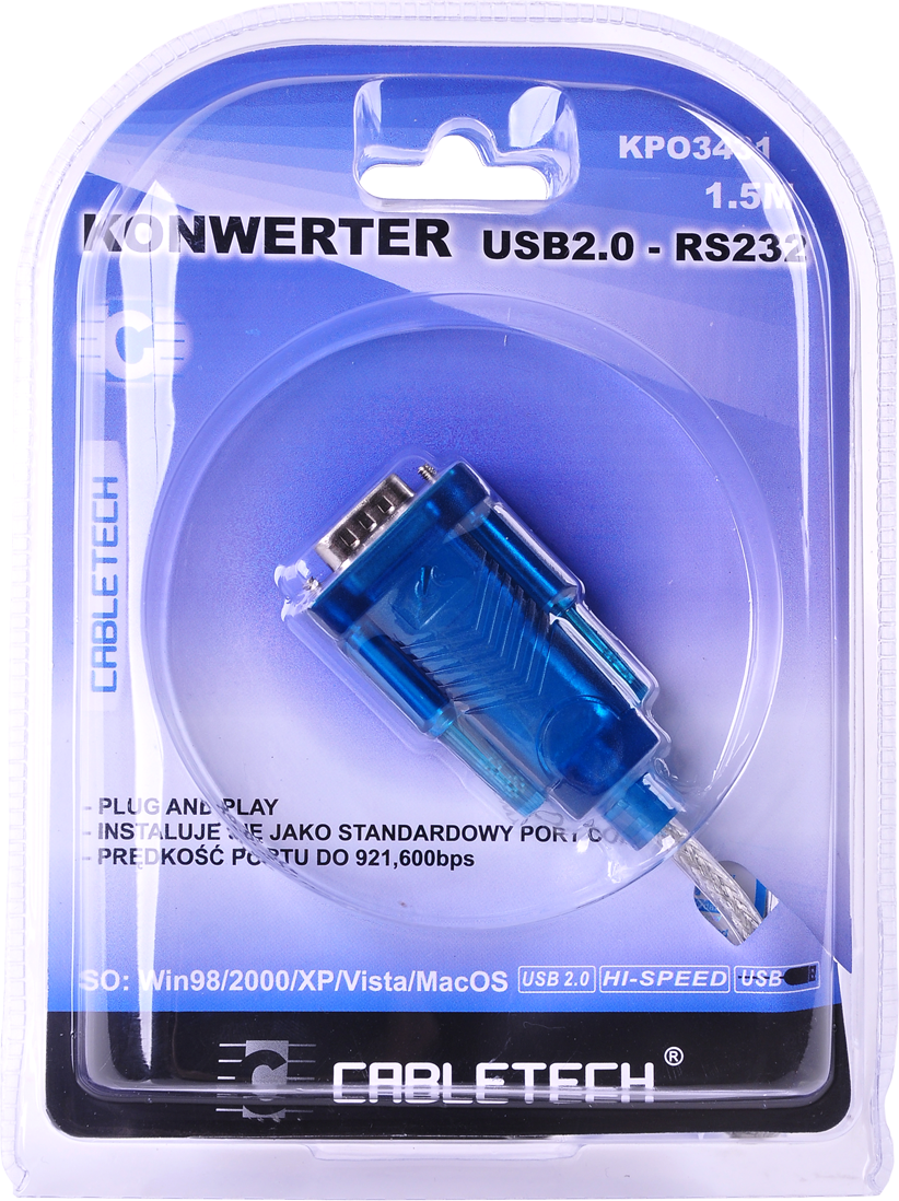 Adapter USB Cabletech DB9M USB - RS-232 Niebieski  (KPO3431-1.5) KPO3431-1.5 (5901436733096)