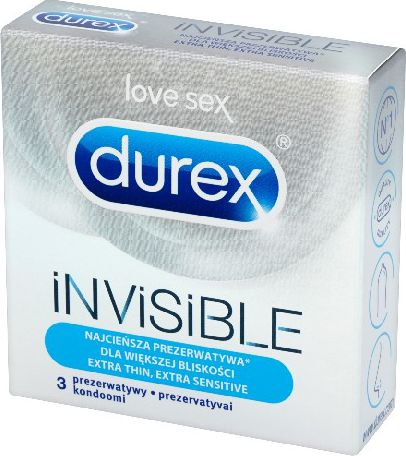 Durex  Prezerwatywy Invisible Extra Sensitive 3szt 645246 (5052197045246)