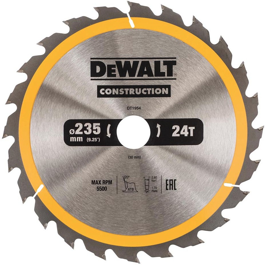 Dewalt Pila tarczowa 235x30mmx24z - DT1954-QZ Elektriskais zāģis