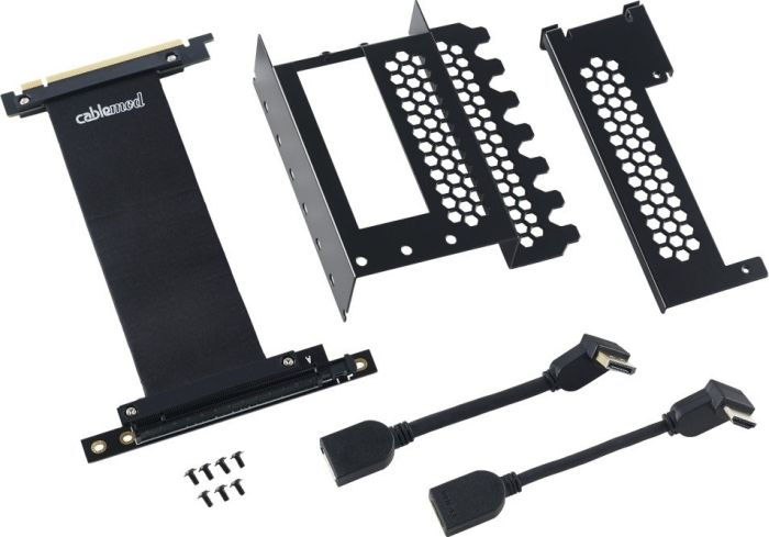 CableMod Verti PCI-e Bracket HDMI + DP bk- HDMI + DisplayPort kabelis, vads