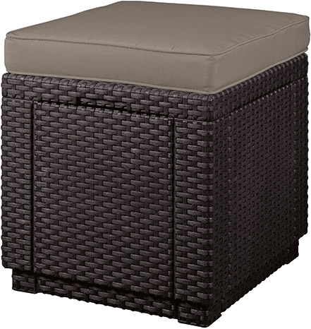 Keter Darza kresls/uzglabasanas kaste Cube ar spilvenu bruns 29192157599 Dārza mēbeles