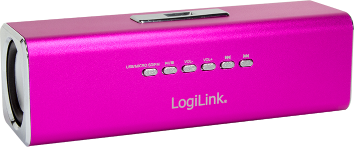 Aktivbox LogiLink DiscoLady with MP3-Player u. Akku pink pārnēsājamais skaļrunis