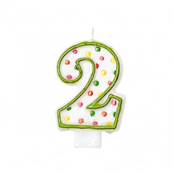 AMSCAN Numeral Candle 2 Polka Dots 7,6 cm konstruktors