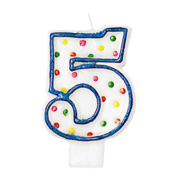 AMSCAN Numeral Candle 5 Polka Dots 7,6 cm konstruktors