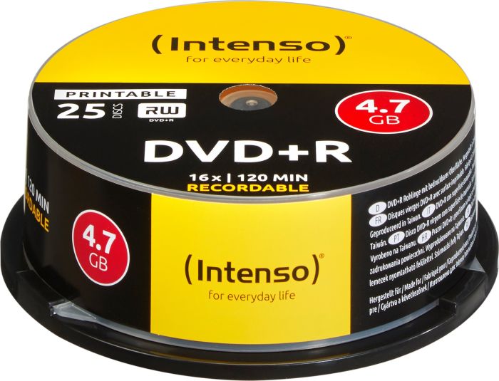 DVD+R Intenso [cake box 25|4.7GB|16x| Printable| Extra Fine Matt | Fullface] matricas