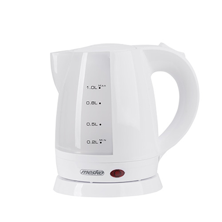 Mesko Kettle MS 1276 Standard, Plastic, White, 1600 W, 360° rotational base, 1 L Virtuves piederumi