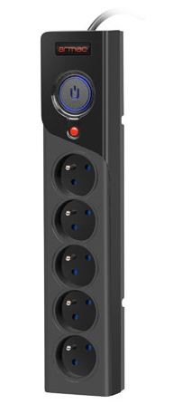 Power strip Z5 5m 5x230V 10A Z5/50/CZ black elektrības pagarinātājs