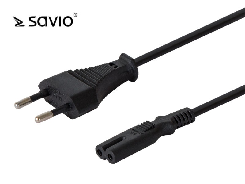 SAVIO CL-105 power cord 2pin flat eight, 3m kabelis datoram