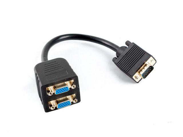 Lanberg AD-0020-BK (D-Sub (VGA) 25-pin M - 2x D-Sub (VGA) F; 0,20m; black color) adapteris