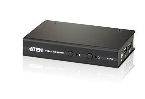 ATEN CS72D 2-Port USB DVI KVM Switch, 1x 1.2m 44-pin KVM Cable Set, Non-powered KVM komutators