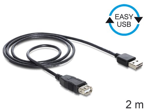 Delock USB cable USB-A - USB-A 2 m Black (83371) USB kabelis