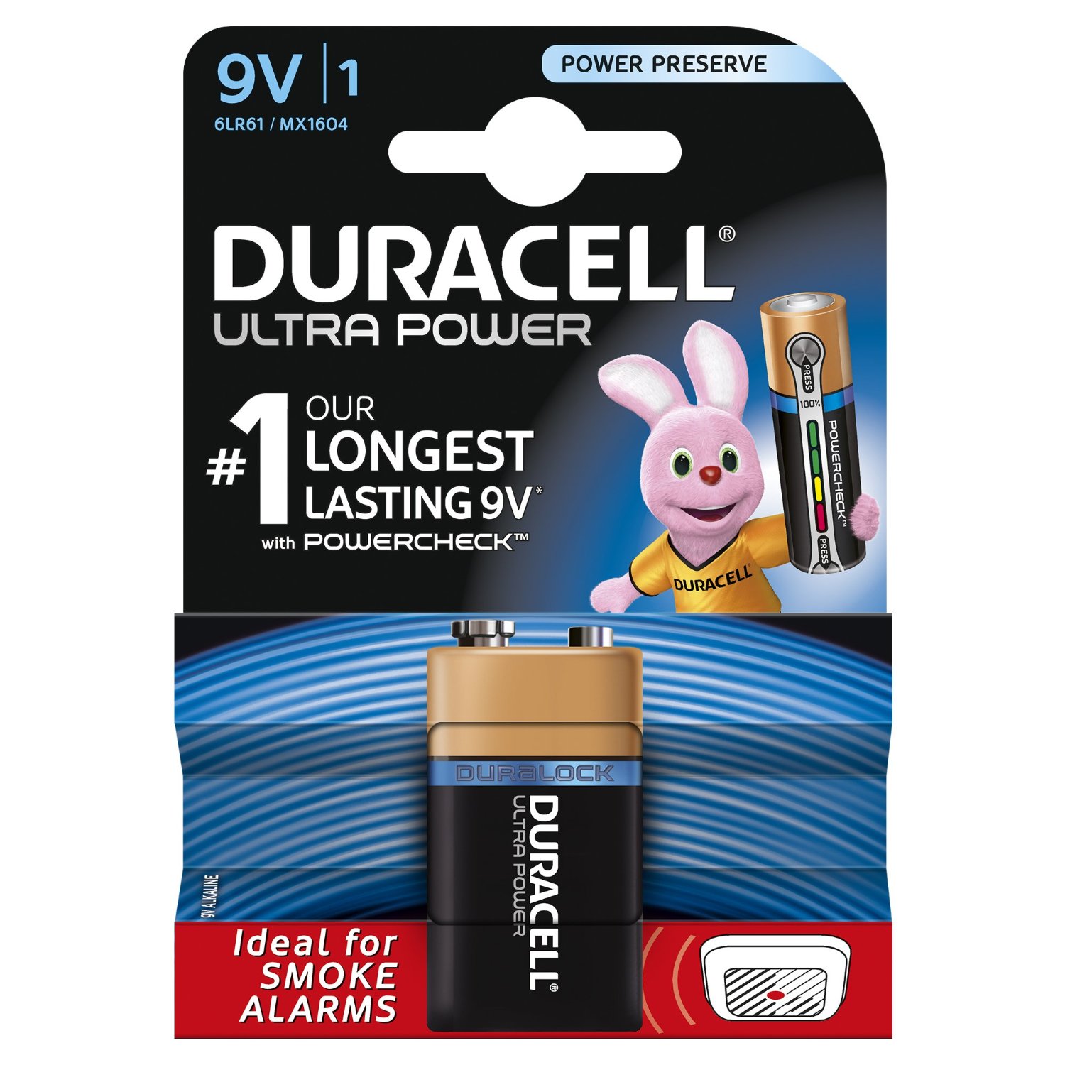 Duracell Batterie Ultra Power -9V(MN1604/6LR61)    1St. Baterija