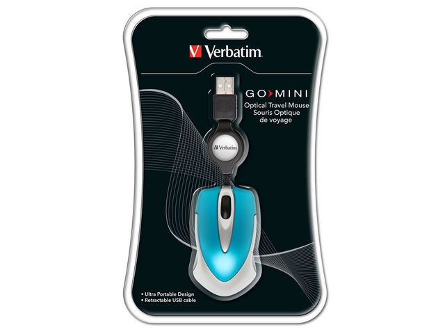 Verbatim  Optical Mini Travel Mouse USB Caribbean Blue Datora pele