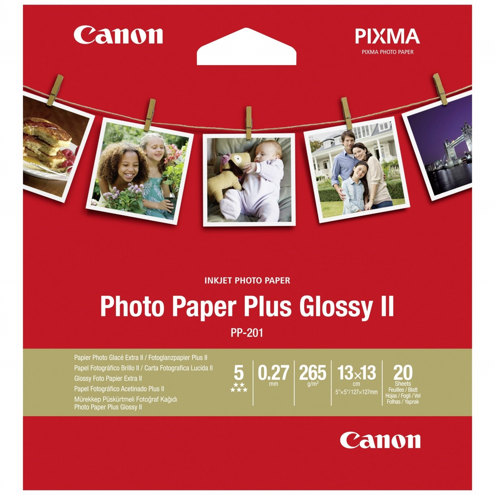 Canon PP-201 13x13 cm 20 Sheets Photo Paper Plus Glossy II 265 g papīrs