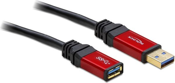 DeLOCK Premium - USB- Extension cable - 9- pin USB Type A (M) - 9- pin USB Type A (W) - 1,0m (USB / USB2.0 / USB3.0) - black (82752) kabelis, vads