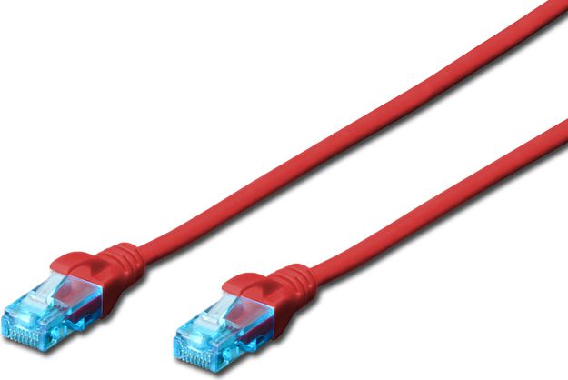 DIGITUS Ecoline - Patch- Cable - RJ- 45 (M) - RJ- 45 (M) - 10,0m - UTP - CAT 5e - with kink Protection - red (DK- 1512- 100/R) datortīklu aksesuārs