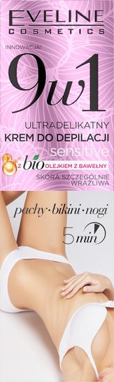 Eveline Sensitive krem do depilacji pachy bikini nogi 9w1 125ml 5901761987249 (4015100429626) kosmētika ķermenim