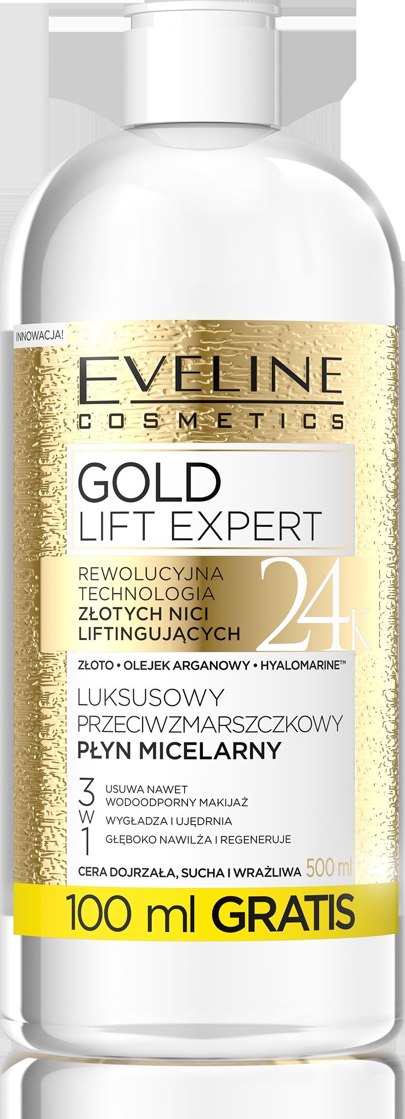 Eveline Gold Lift Ex plyn micelarny 500ml I2715 (5901761970128) kosmētikas noņēmējs