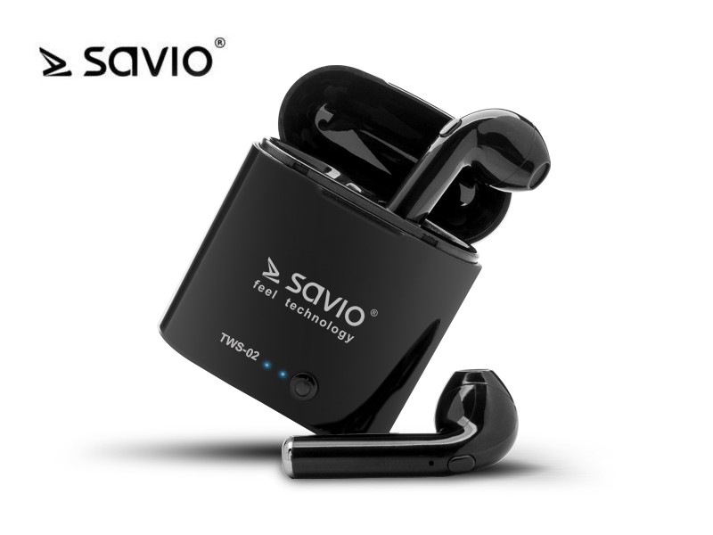 Bluetooth Wireless Headphones Savio TWS-02 v.4.2 with Microphone and Power Bank austiņas