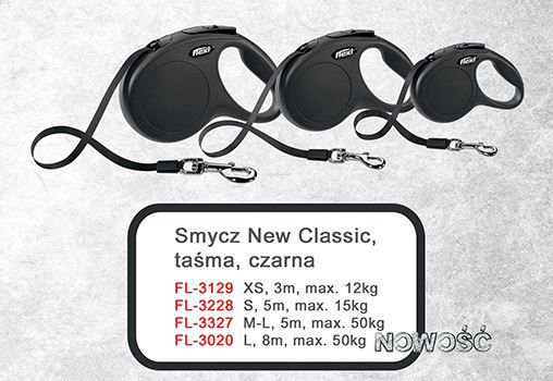 Flexi New Classic Tape Lanyard - L 8 m black aksesuārs suņiem