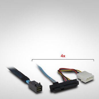 Kabel Inter-Tech SFF 8643 -> 4x 8482, SATA Power kabelis datoram