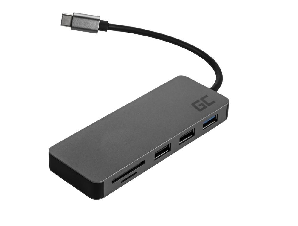 Green Cell USB-C HUB 7in1 | USB 3.0 | 2xUSB 2.0 | HDMI 4K | microSD, SD | DEX adapteris