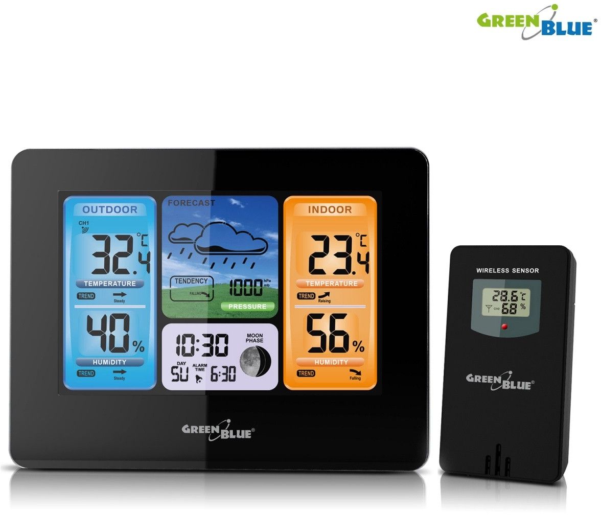 Greenblue GB526 digital weather station Black Battery barometrs, termometrs