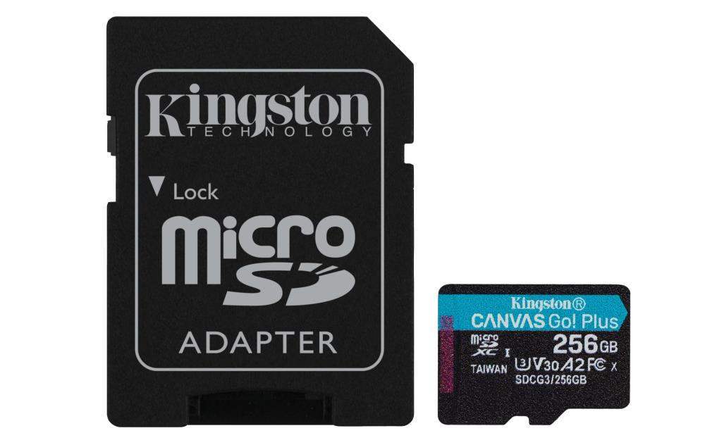 Kingston microSDXC Canvas Go! Plus 256GB 170R A2 U3 V30 Card + adapter atmiņas karte