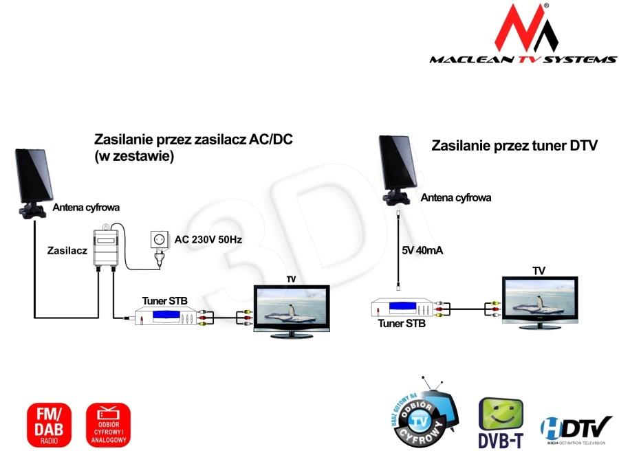 Antena DVB-T wew - zew   MCTV-970 Black antena