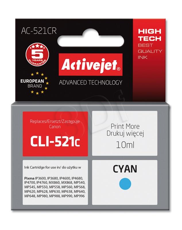 Tusz Activejet (do drukarki Canon, zamiennik CLI-521C premium 10ml cyan Chip)