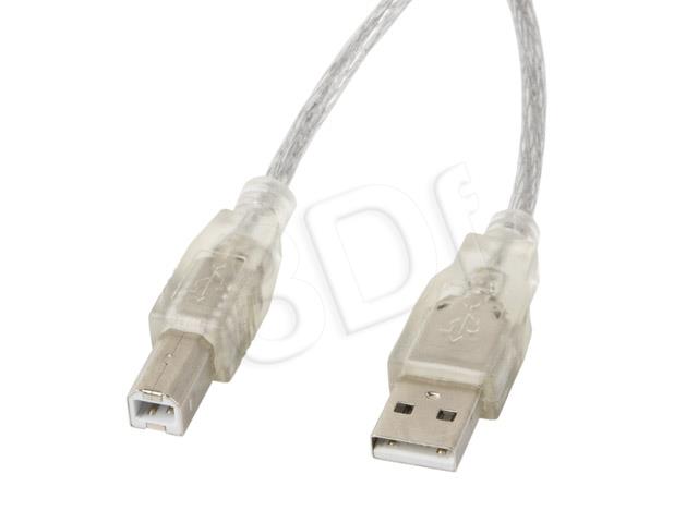 Cable USB 2.0 AM-BM 5M Ferryt transparent USB kabelis