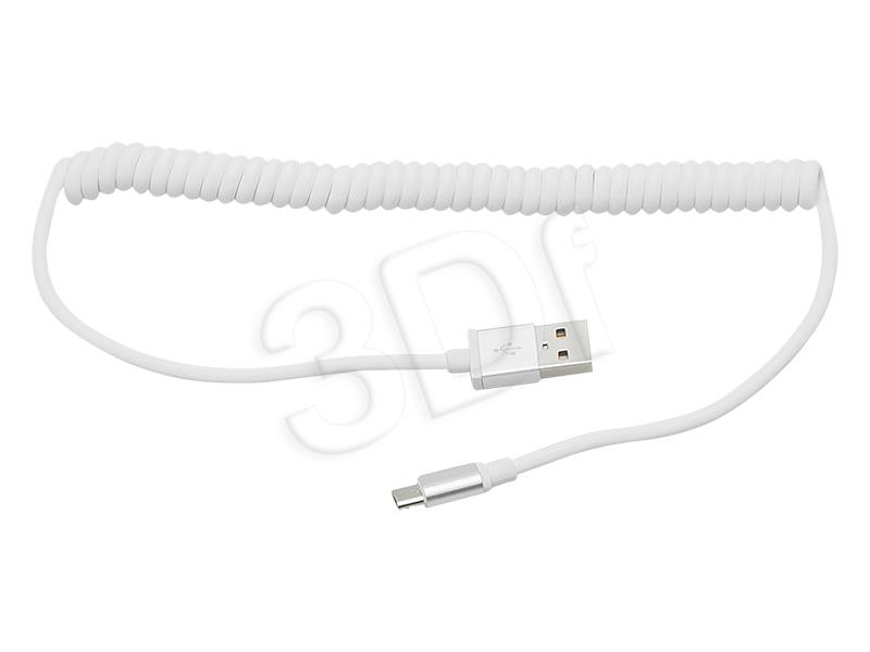 BLOW CABLE USB A - MICRO B 1,5M SPIRAL SILVER USB kabelis