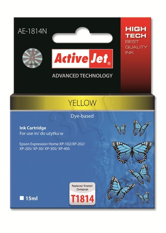 Tusz Activejet AE-1814N (do drukarki Epson, zamiennik T1814 supreme 15ml yellow)