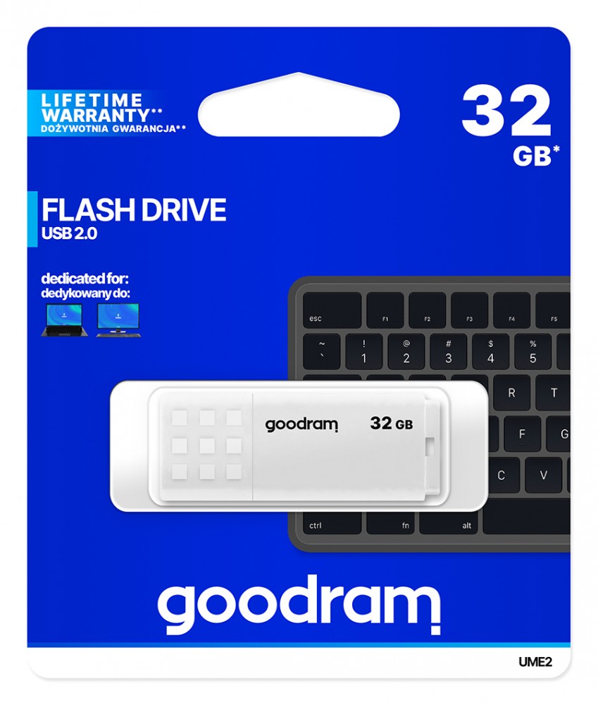 GOODRAM memory USB UME2 32GB USB 2.0 White USB Flash atmiņa