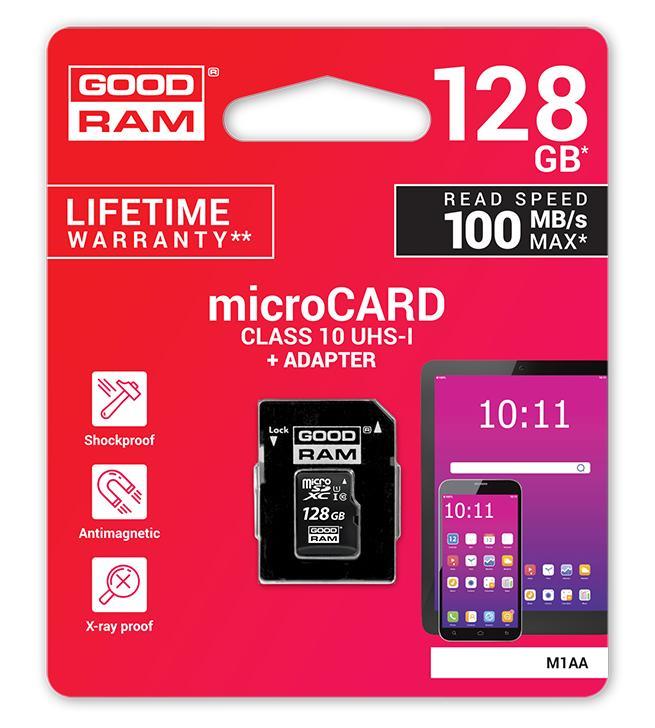 Goodram 128GB microSDXC class 10 UHS I + Adapter atmiņas karte