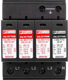 AC SURGE LIMITER TYPE 1+2, 3-PHASE, PHOENIX, PROTECTION VAL-MS-T1/T2 335/12.5/3+1 2800184 foto, video aksesuāri