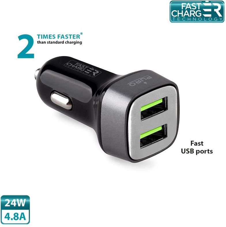 Mini Fast Cahrger 2xUSB 4.8 A square black iekārtas lādētājs