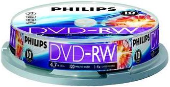 DVD-RW Philips 4,7GB 10pcs spindel 4x matricas