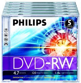 DVD-RW Philips 4,7GB 5pcs jewel case 4x foil matricas