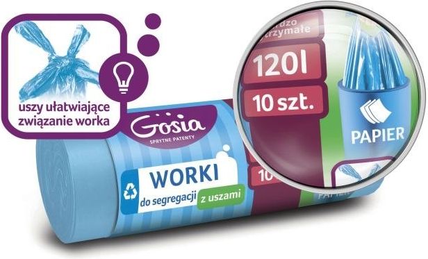 Politan Gosia Worki do segregacji 120l Niebies. 10szt GOSIA GOS000200 (5904771009390) atkritumu tvertne