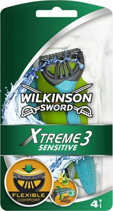 Wilkinson Sword MASZYNKI JEDNOCZESCIOWE XTREME3 SENSITIVE /3+1 szt. 4027800710409 (4027800710409) vīriešu skuvekļu piederumi