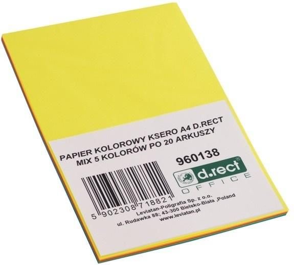 D.Rect Papier ksero A4 mix kolorow 100 arkuszy 279266 (5902308718821) papīrs