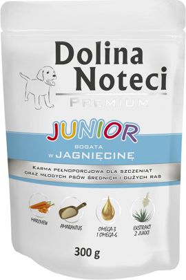 Dolina Noteci Premium Junior bogata w jagniecine 300 g 5900842013891 (5902921301165) barība suņiem