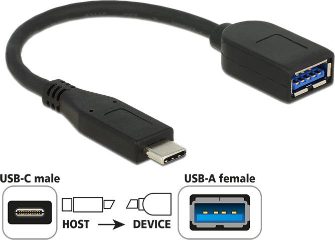 Adapter USB Digitus USB-C - USB Czarny  (65684) 65684 (4043619656844)