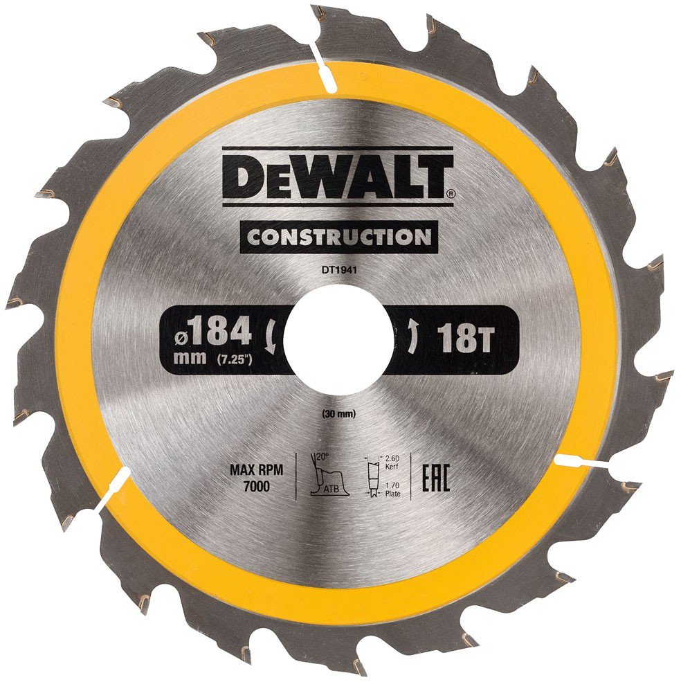 Dewalt Pila tarczowa 184x30mmx18z - DT1941-QZ DT1941-QZ (5035048095584) Elektriskais zāģis